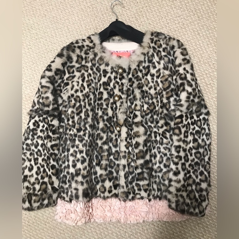 Manoush rabbit fur jacket leopard print